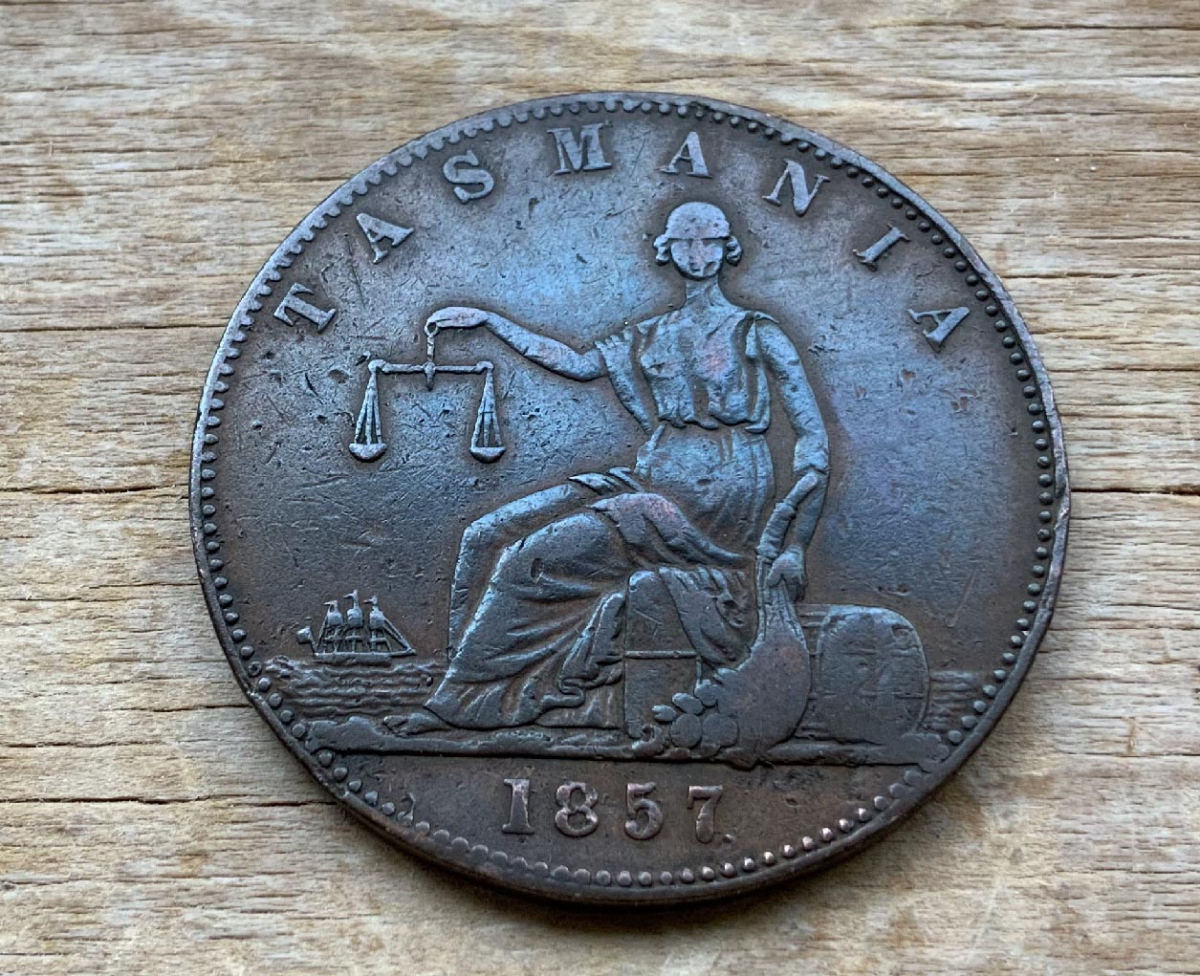 early 1857 advertising token coin for I Friedman Tasmania Australia Pawnbroker C272